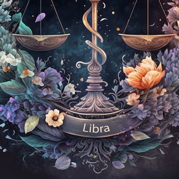 Libra Zodiac Wall Art Illustration Watercolor Oil Painting Print - Picture 4 of 5